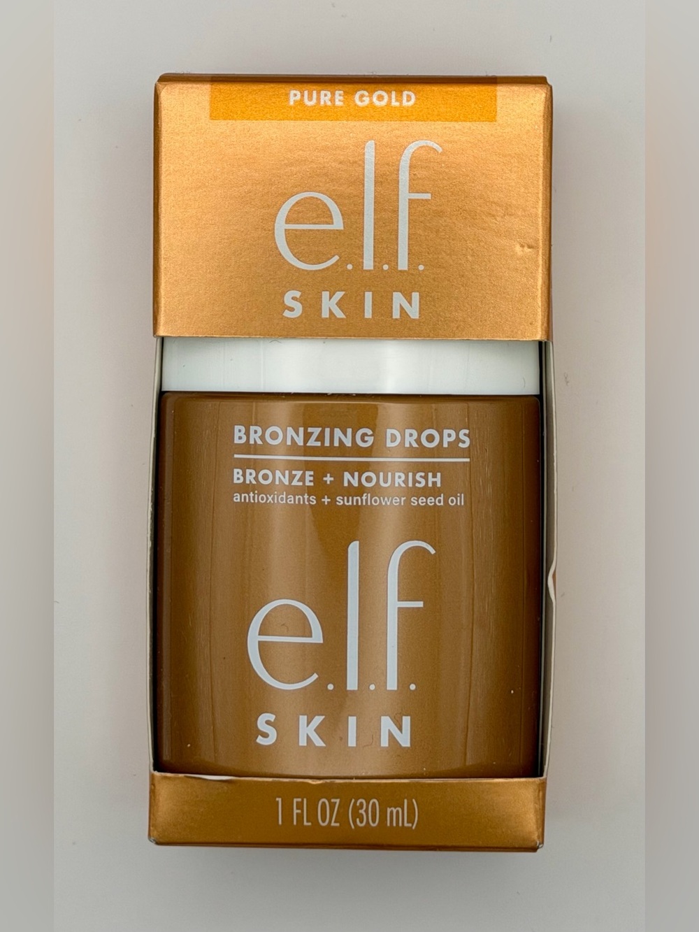 e.l.f. Skin Bronzing Drops Pure Gold Liquid Glow Vegan 1 fl oz NIB